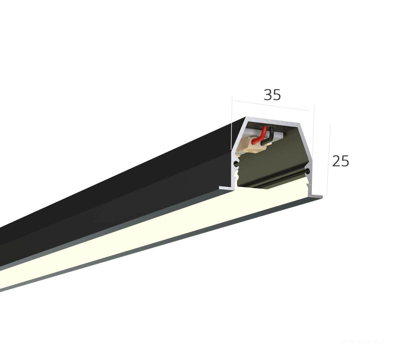 Lineer armatürler HOKASU 35/25 IN (RAL9005/500mm/LT70 — 4K/11W)