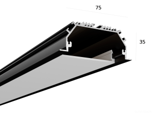 Profil HOKASU 75/35 IN ral9005 LT70 (difuzorlu) — 5000mm