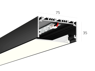 Lineer armatürler HOKASU 75/35 (RAL9005/3000mm/LT70 — 4K/66W)