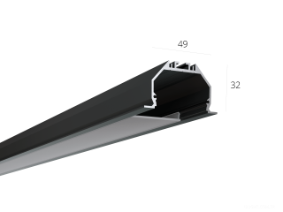 Alüminyum LED profil LINE 4932 IN ral9005 LT70 (difuzorlu) — 2000mm