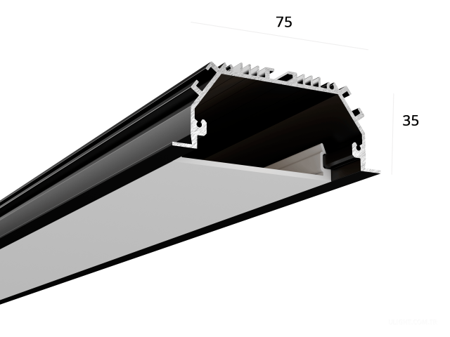 Profil HOKASU 75/35 IN ral9005 LT70 (difuzorlu) — 5000mm