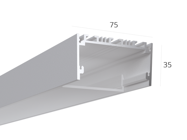 Profil HOKASU 75/35 ral9003 LT70 (difuzorlu) — 5000mm