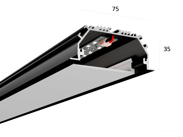 Lineer armatürler HOKASU 75/35 IN noPS (RAL9005/500mm/LT70 — 4K/11W) | 11