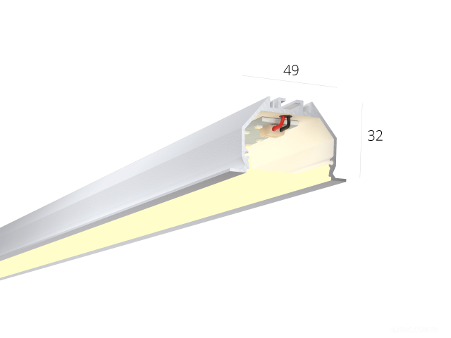 Lineer armatürler HOKASU 49/32 IN noPS (RAL9003/750mm/LT70 — 3K/17W) | w3