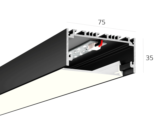 Lineer armatürler HOKASU 75/35 (RAL9005/3000mm/LT70 — 4K/66W)