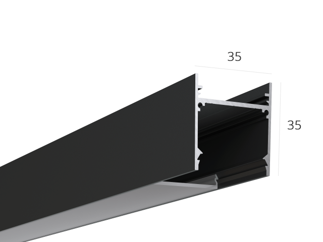 Alüminyum LED profil LINE 3535 ral9005 LT70 (difuzorlu) — 2500mm