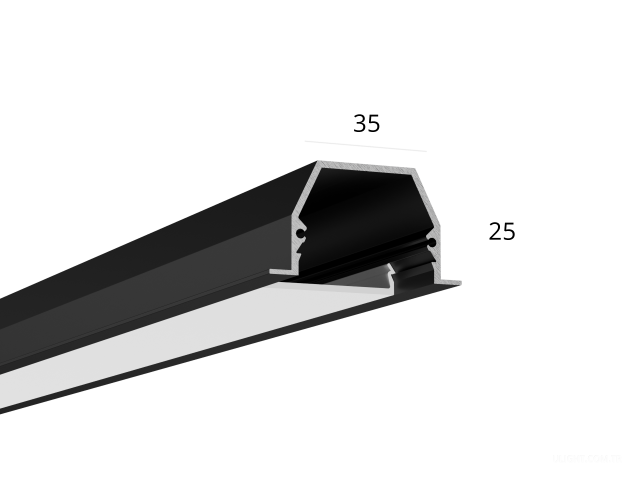 Alüminyum LED profil LINE 3525 IN ral9005 LT70 (difuzorlu) — 2500mm