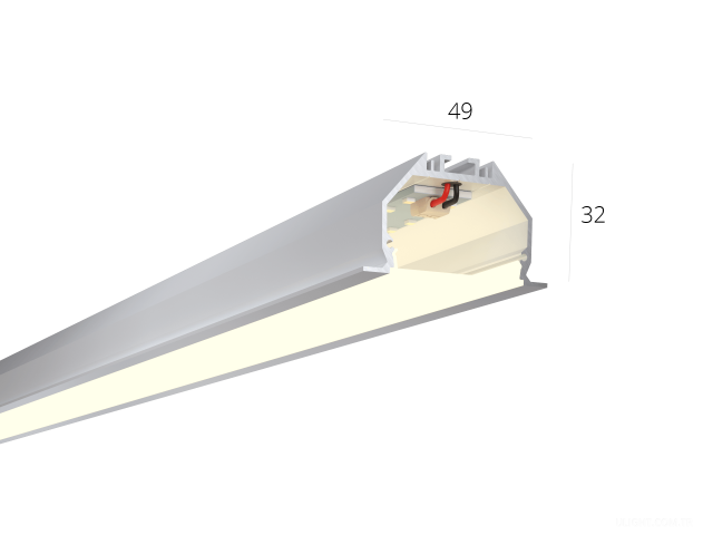 Lineer armatürler HOKASU 49/32 IN noPS (Anod/750mm/LT70 — 4K/17W) | s4