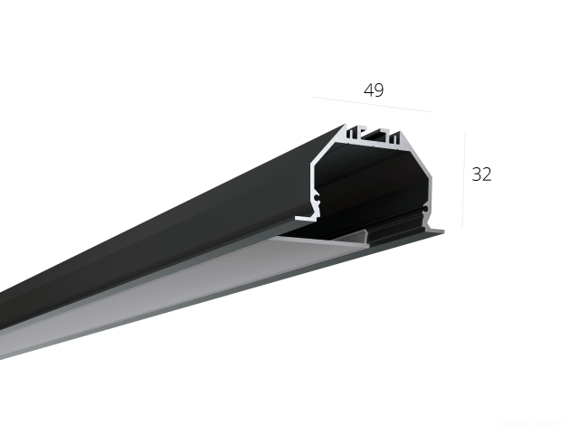 Alüminyum LED profil LINE 4932 IN ral9005 LT70 (difuzorlu) — 2000mm