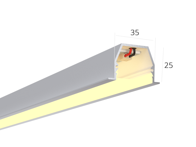 Lineer armatürler HOKASU 35/25 IN noPS (RAL9003/500mm/LT70 — 3K/11W)