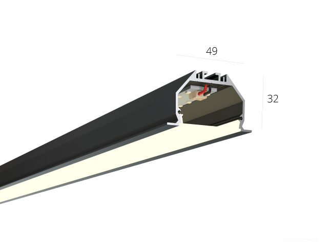 Lineer armatürler HOKASU 49/32 IN noPS (RAL9005/500mm/LT70 — 4K/11W) | b4