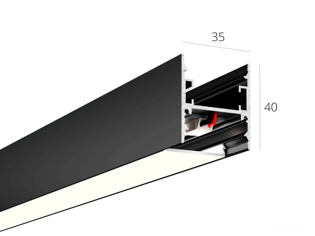 Lineer armatürler HOKASU 35/40 U&D noPS (RAL9005/500mm/LT70 — 4K/11W) | 35-40-черный-дневной