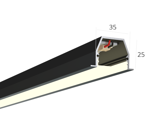 Lineer armatürler HOKASU 35/25 IN noPS (RAL9005/500mm/LT70 — 4K/11W)