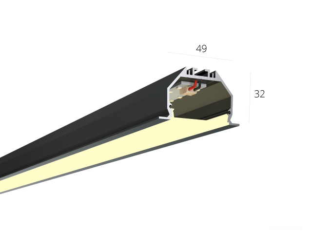 Lineer armatürler HOKASU 49/32 IN noPS (RAL9005/750mm/LT70 — 3K/17W) | 0ebf8e5ed3530c45badb260c92ea1233