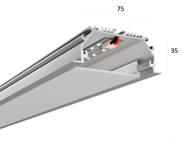 Lineer armatürler HOKASU 75/35 IN noPS (Anod/750mm/LT70 — 4K/17W) | 3