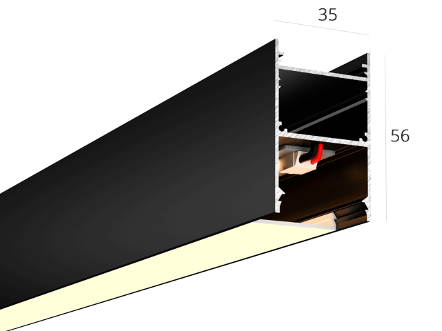 Lineer armatürler HOKASU 35/56 (RAL9005/3000mm/LT70 — 3K/66W)