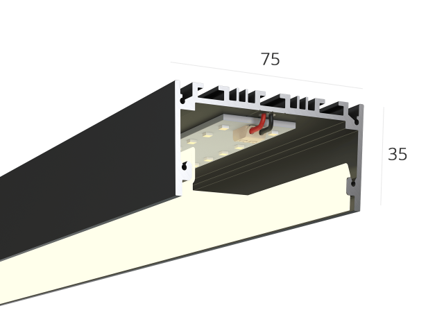 Lineer armatürler HOKASU 75/35 (RAL9005/3000mm/LT70 — 4K/66W)