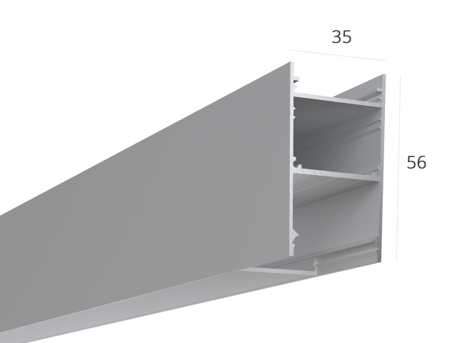 Alüminyum LED profil LINE 3556 S LT70 (difuzorlu) — 2000mm