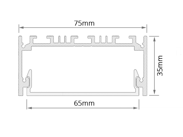 Lineer armatürler HOKASU 75/35 (RAL9005/2500mm/LT70 — 3K/55W)