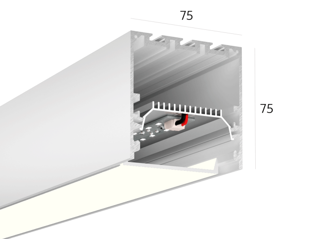 Lineer armatürler HOKASU S75 noPS (RAL9003/3000mm/LT70 — 4K/66W)