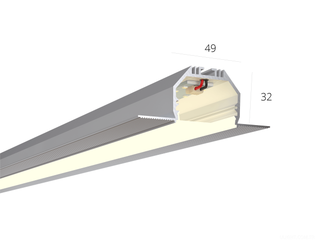 Lineer armatürler HOKASU 49/32 edgeless (Anod/3000mm/LT70 — 4K/62W)